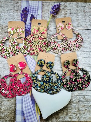 3 Paar Ohrringe aus Holz, Boho, Konvolut