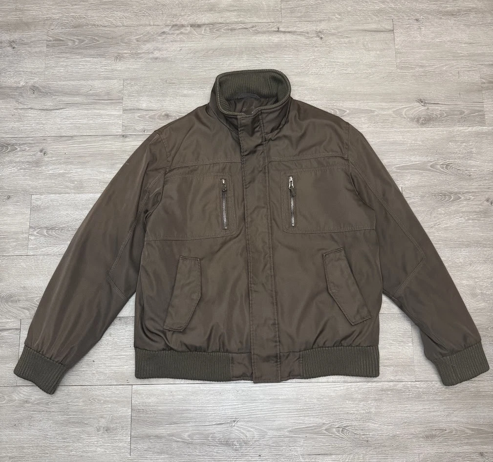 Calvin Klein Bomber Jacket Men’s Large Brown Olive Tone Insulated Full Zip