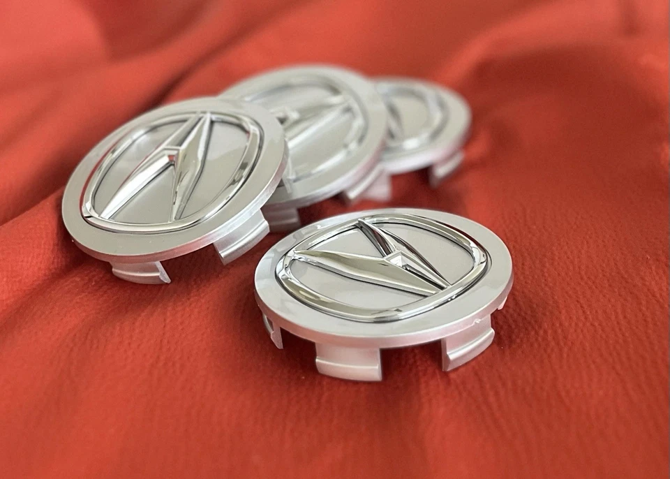 4 tapas centrales de rueda plateadas ACURA 69 mm emblema cromado para TL MDX RL RDX TSX Foto 2 de 4