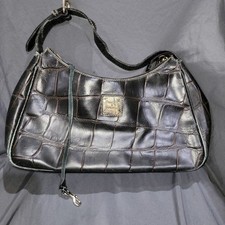 Vtg DOONEY BOURKE Leather Croco Embossed Satchel Hobo Purse Shoulder Bag