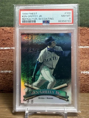 1998 Topps Finest Ken Griffey Jr. Refractor w/ Coating PSA 8 #100 Mariners