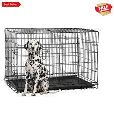 Extra Large 48" Metal Dog Crate with Double Door - Perfect for Large Breeds