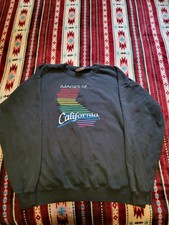 Vtg Lee Sweatshirt Mens L California Black Crewneck Fleece Pullover Made USA 90s