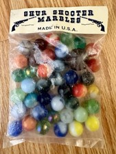Vtg Shur Shooter Assorted Marbles Mixed Bag Includes Shooter U.S.A Sealed 41 Ct.