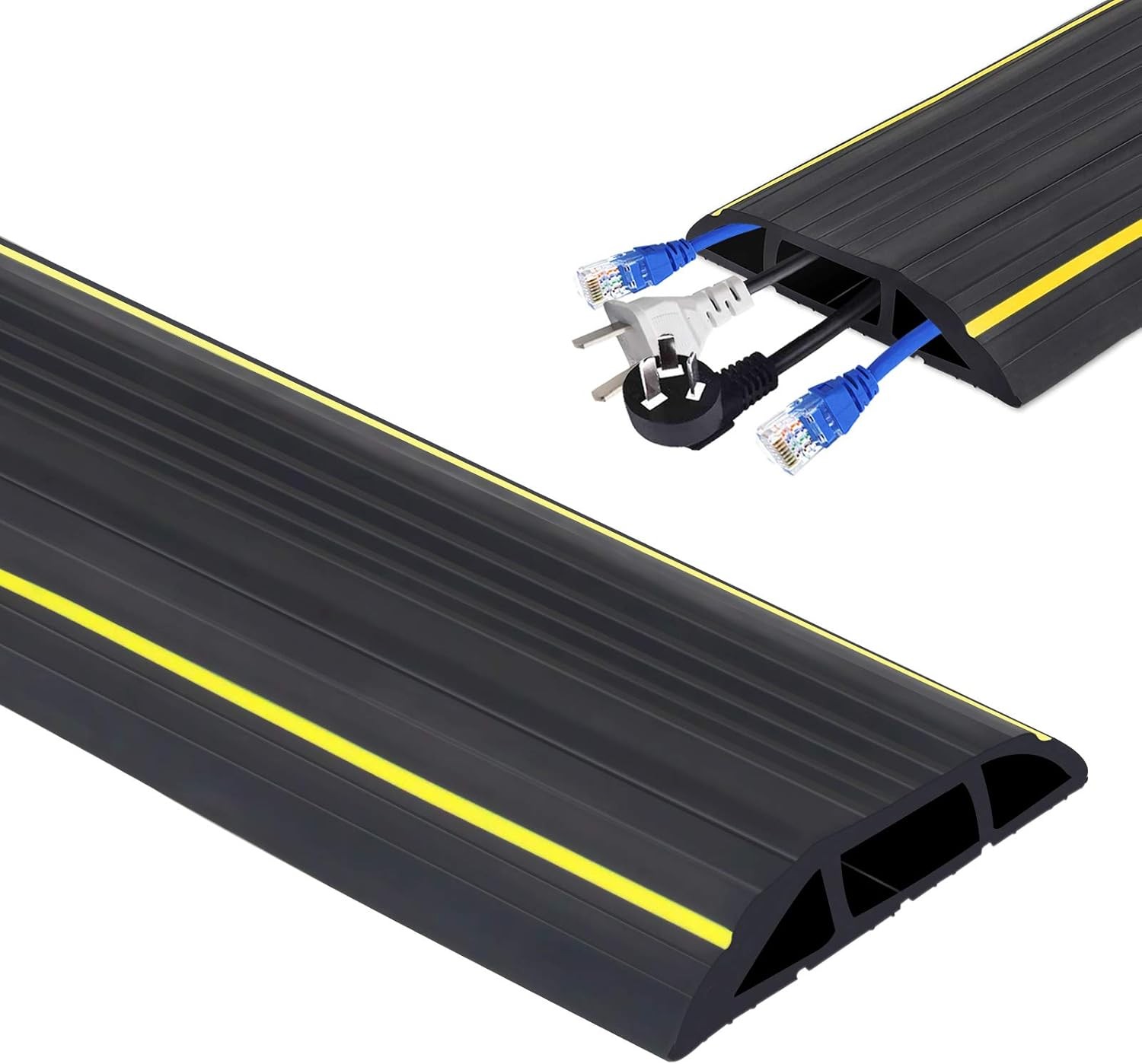 Durable Floor Cable Protector cover Rubber Wire Cover 2M for Office, Workshop