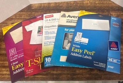 Avery & Staples Address, CD/DVD, T-Shirt Labels Lot 8160 5630 5354 3271