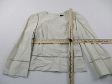 Isabel Marant Cream Beige Long Sleeve Top Linen Blend Womens 34 Zipper Back