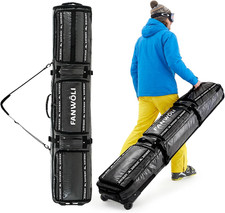 Wheeled Ski Bag  Padded, Waterproof, Fits Skis up to 185cm  US 13 Boots