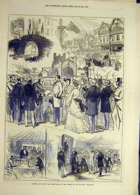 Original alter antiker Druck 1874 Chester Eaton Hall Festivities Earl Grosvenor