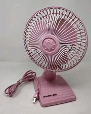 Vintage Holmes HAOF-7 Oscillating Table Fan Retro Desk Fan Pale Pink 80s Decor