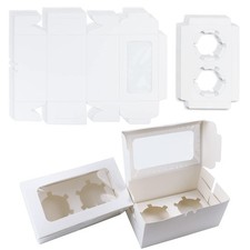 30 Pack White Paper Cupcake Boxes with 2 Cavity Cookie Gift Boxes with Clear ...