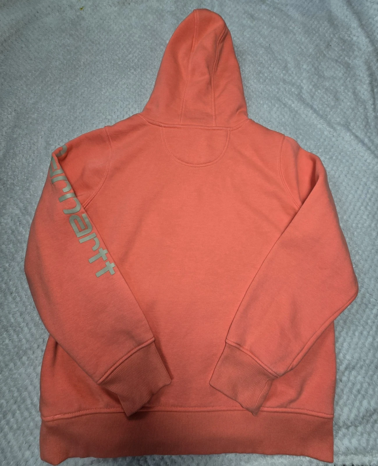 VETEMENTS Felpa donna Carhartt relaxed fit peso medio logo manica grafica con cappuccio grande pesca