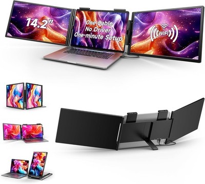 One Cable No Driver Laptop Screen Extender,14'' FHD 1080P IPS Portable Monitor,1-