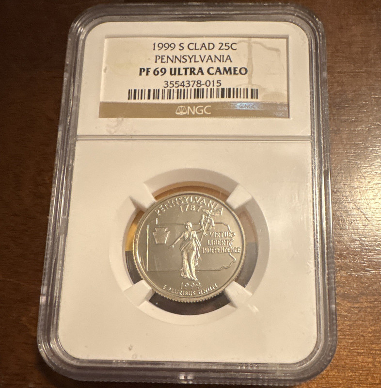 1999-S Pennsylvania State Quarter 25C Proof Clad NGC PF69 Ultra Cameo