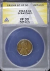 1913 S 1c Lincoln Wheat Cent ANACS VF 30 Details | Very Fine