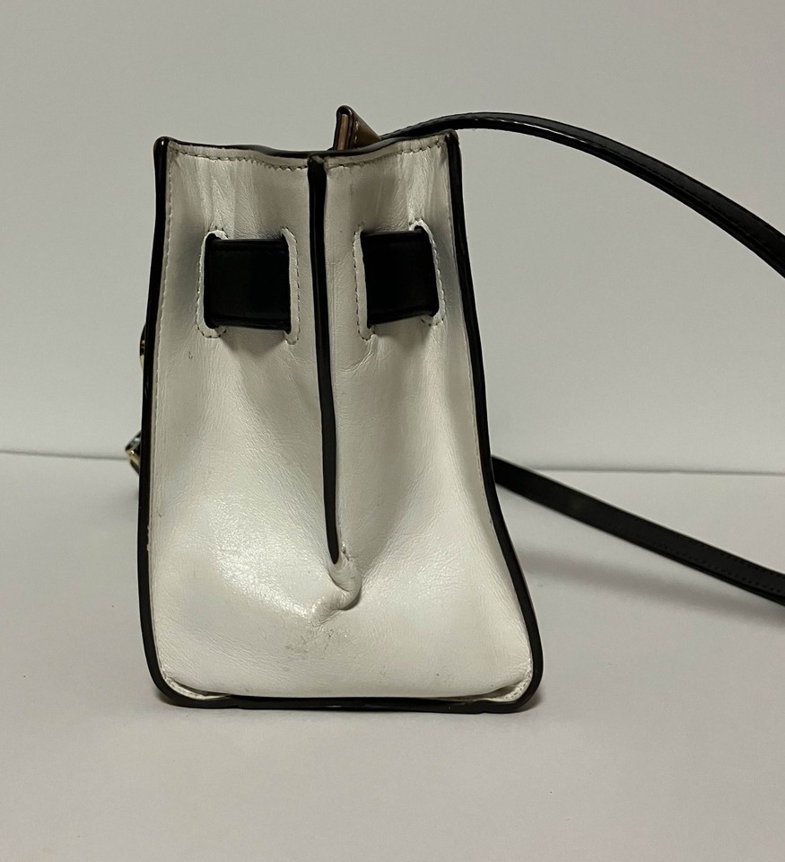 Michael Kors Hamilton Leather Crossbody, Brown/White/Black, Gold Tone