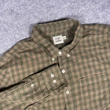 Flint and Tinder Button Down Shirt Mens L Brown Gingham Long Sleeve MADE IN USA