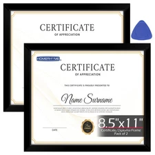 Frame, 8.5 x 11 Inch Black Picture Frames, Certificate Frame with Clear