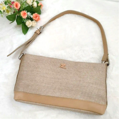 Courreges Vintage 2000s Logo Accessory Pouch One Shoulder Bag Beige White