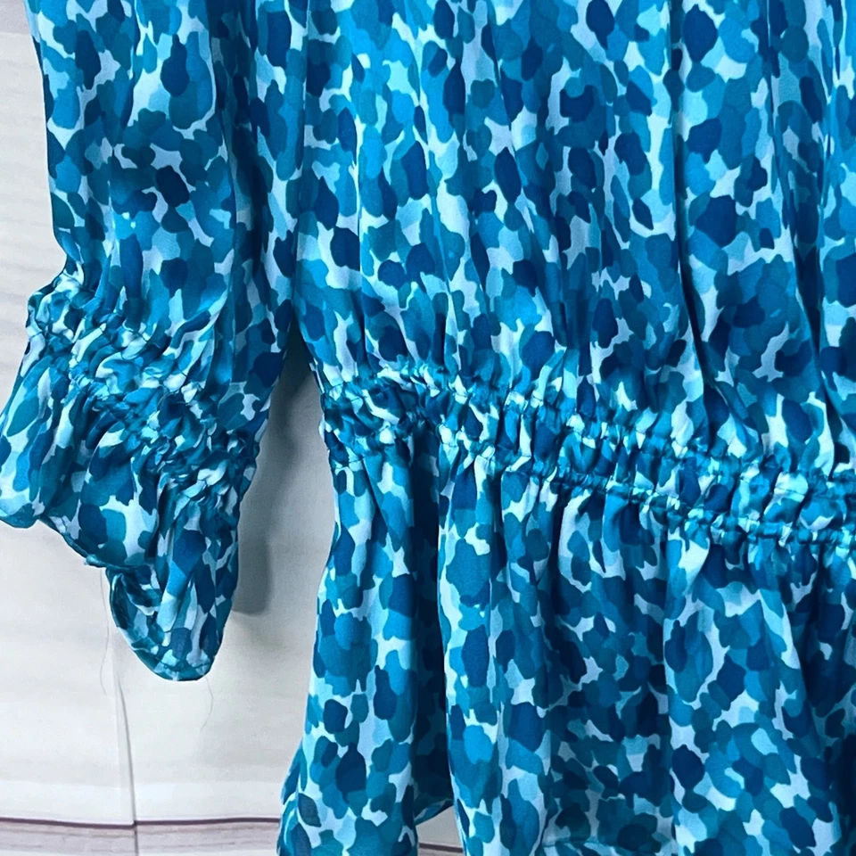 Женская блузка Cynthia Steffe Top M зеленая с атласным принтом эластичная талия галстук-галстук - Изображение 3 из 4