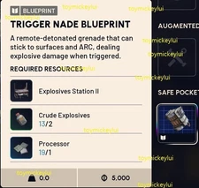 ✅ ARC RAIDERS ✅ TRIGGER NADE BLUEPRINT- USA SELLER