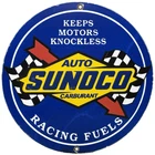 VINTAGE SUNOCO GASOLINE PORCELAIN SIGN DEALERSHIP GAS STATION MOTOR OIL BLUE