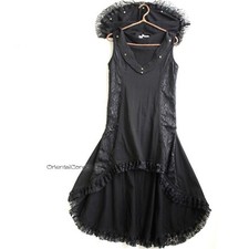 Lace Switching Hooded Fish Tail Deformed Flared Dress Black  Boho Goth Gypsy