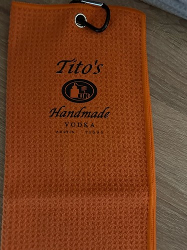 Tito’s Vodka Logo Golf Towel 11.8x19.6 Color Is Orange