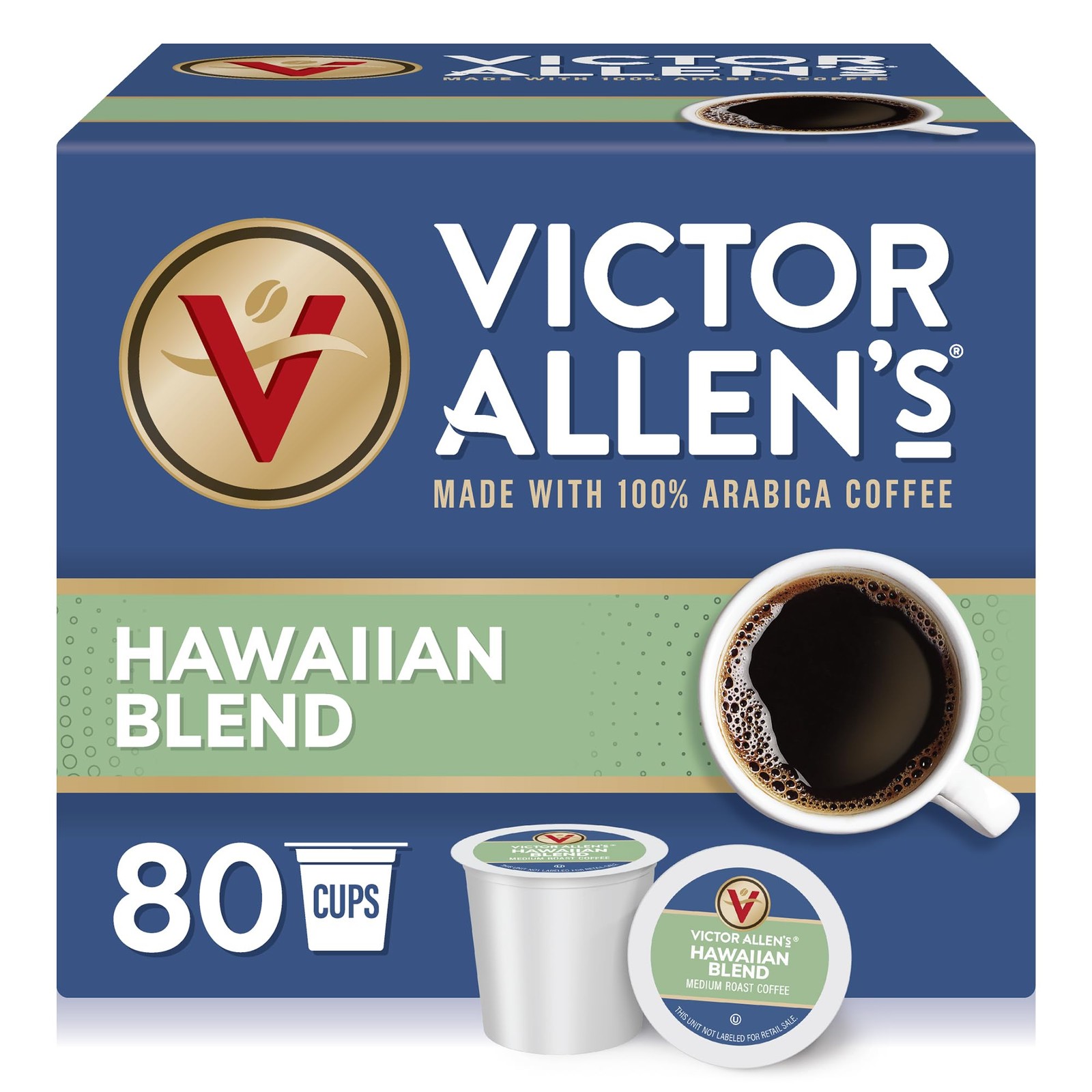 Victor Allen’s Coffee Pods Hawaiian Blend, Medium Roast, 80 Coffee Pods, Comp...
