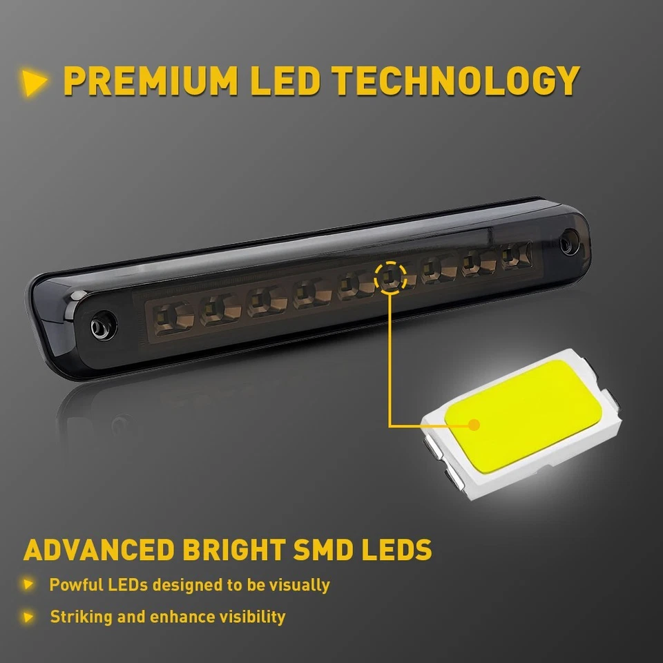 PARA GMC CHEVY C1500 K1500 1988-1998 TERCERA LUZ DE FRENO TRASERA LÁMPARA DE CARGA AHUMADA Foto 4 de 4