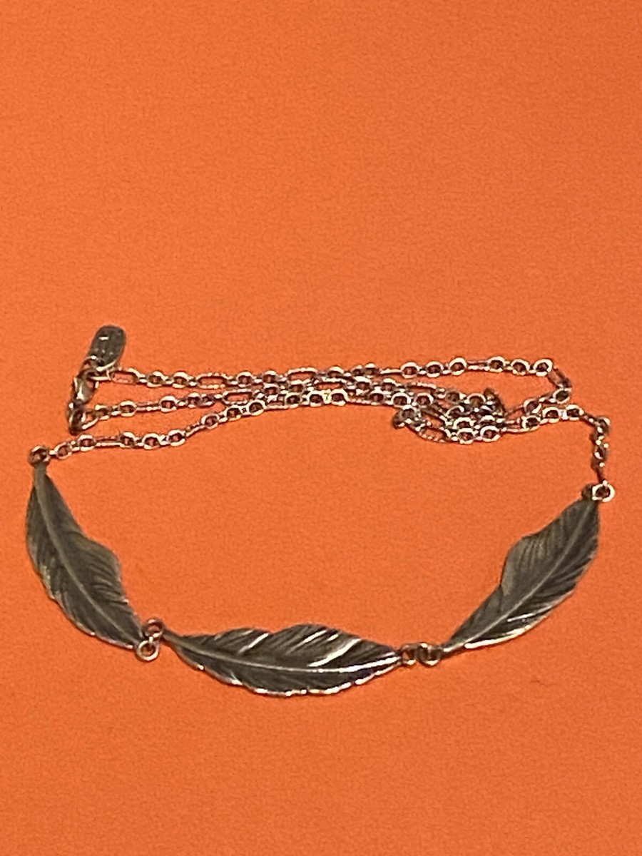 James Avery Retired HTF Large Silver 3 Feather Statement Necklace