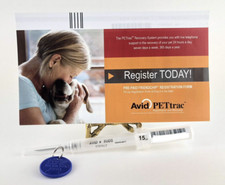AVID MINI MICROCHIP 15-DIGIT PREPAID LIFETIME REGISTRATION COLLAR TAG DOGS CATS