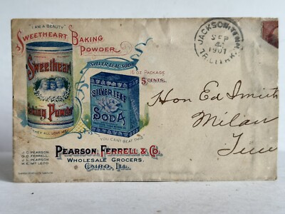 Vintage Sweetheart Baking Powder Soda Tin Advertising Color Postal Cover Cairo