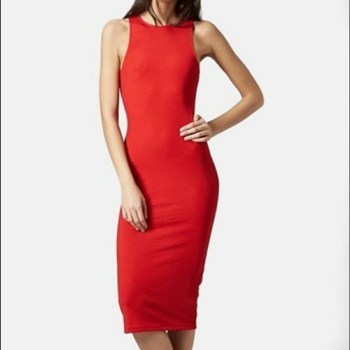 Top Shop red ribbed tank dress, 6 | eBay
