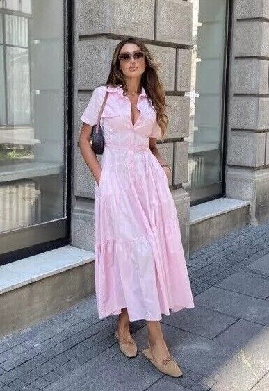 NWT_ZARA SS24 ZW COLLECTION POPLIN SHIRTDRESS LIGHT PINK NWT_ZARA SS24 ZW COLLECTION POPLIN SHIRTDRESS LIGHT PINK