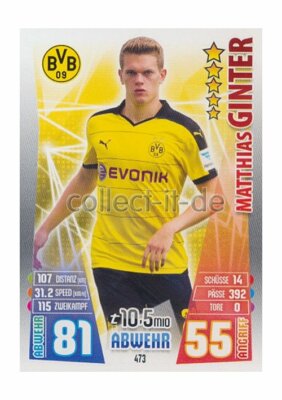 Match Attax Extra 15/16 MX-473 - Matthias Ginter - Neue Transfers