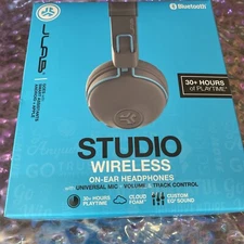 JLab Audio Studio Bluetooth Wireless Headphones - 30hrs Playtime Blue/Gray -NEW!