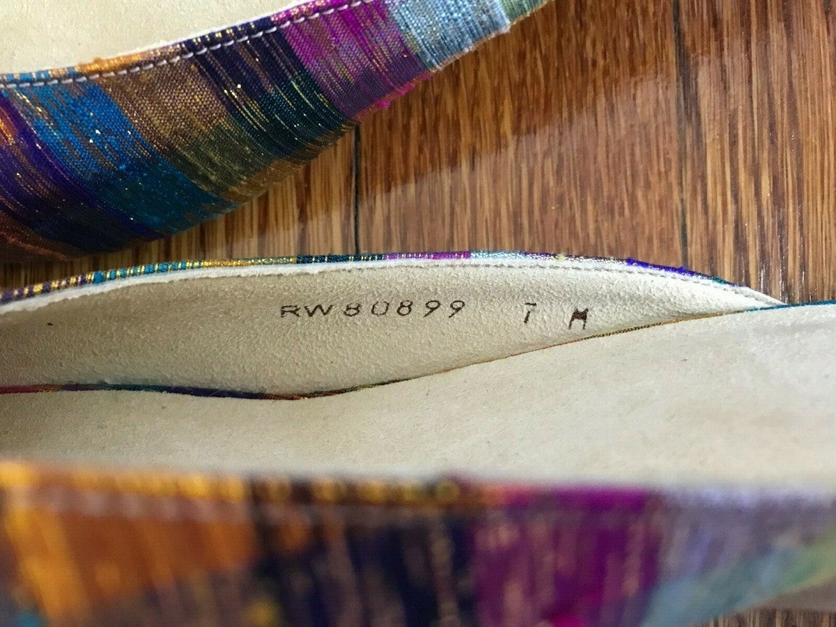 New Stuart Weitzman Size 7M Multicolor Candy Plaid Silk Bow