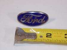 Vtg 1930s Ford Enamel Radiator Hood Grille Blue Oval Fox Company Emblem Badge