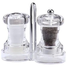4" Capstan Acrylic Pepper Mill & Shaker Set with Rack