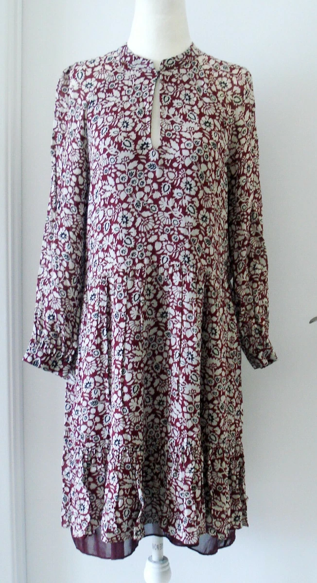 MASSIMO DUTTI BURGUNDY FLORAL DRESS SIZE 4