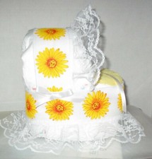 Sunflowers  White Mini Diaper Cake Bassinet Baby Shower Gift Centerpiece