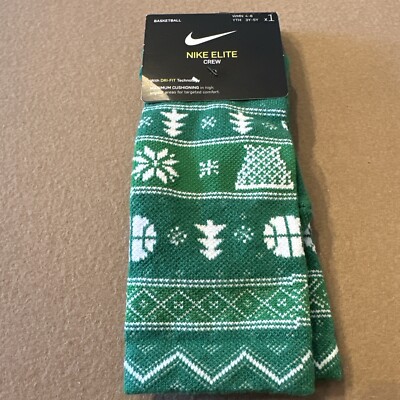 Nike Elite Christmas Crew Green Socks SX7866-312 Size: S (4-6)