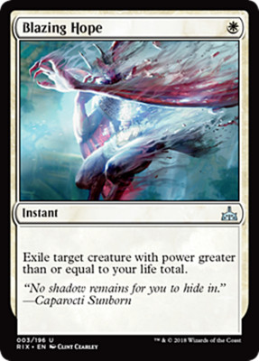 BLAZING HOPE X 4 N/M- RIVALS OF IXALAN MAGIC THE GATHERING