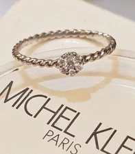 Michel Klein Flower Cluster 14k White Gold Diamond Ring Sz 6