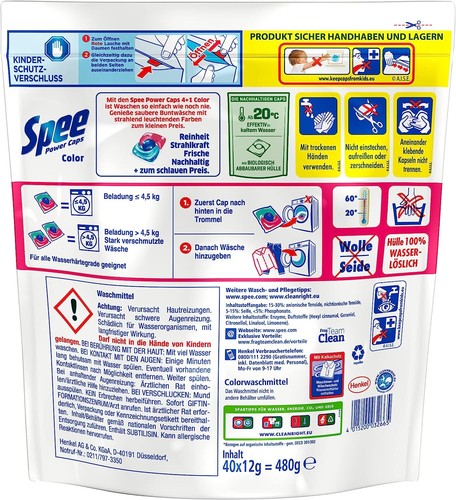 Spee Power Caps Color 4+1 Colorwaschmittel für Buntwäsche, vordosiert, 2x 40 WL - Bild 3 von 8