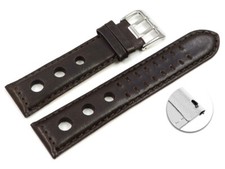 Bracelet montre à dégagement rapide BIO cuir marron foncé tannéau moyen