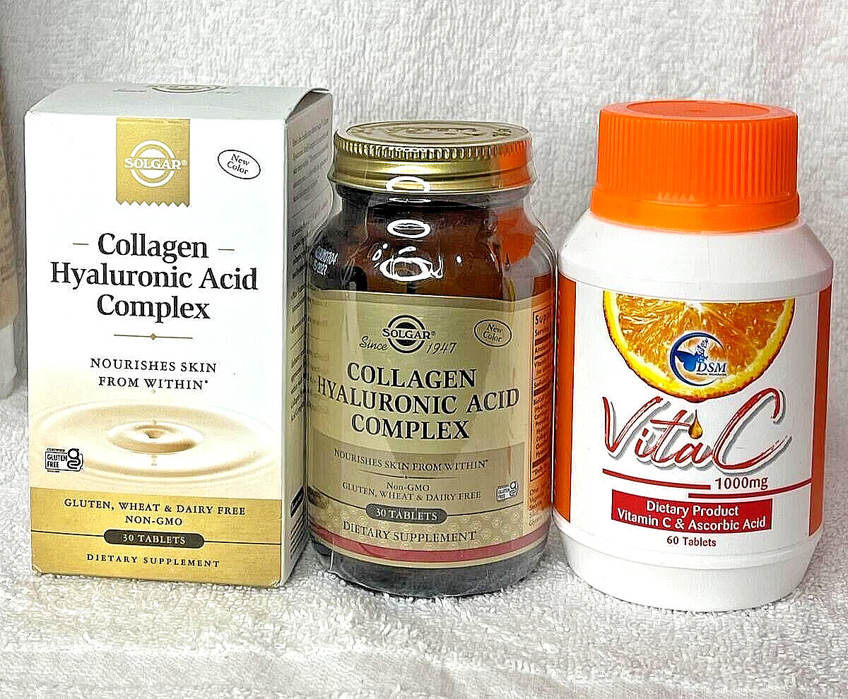 Solgar Complexe Acide Hyaluronique Collagène Vitamine C Complément Alimentaire Anti-Âge