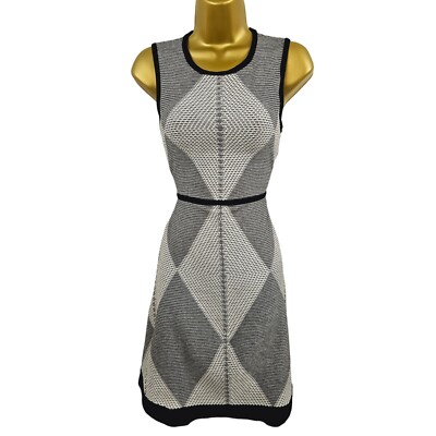 KAREN MILLEN UK 10 Grey Black Argyle Fine Knit Mini Jumper