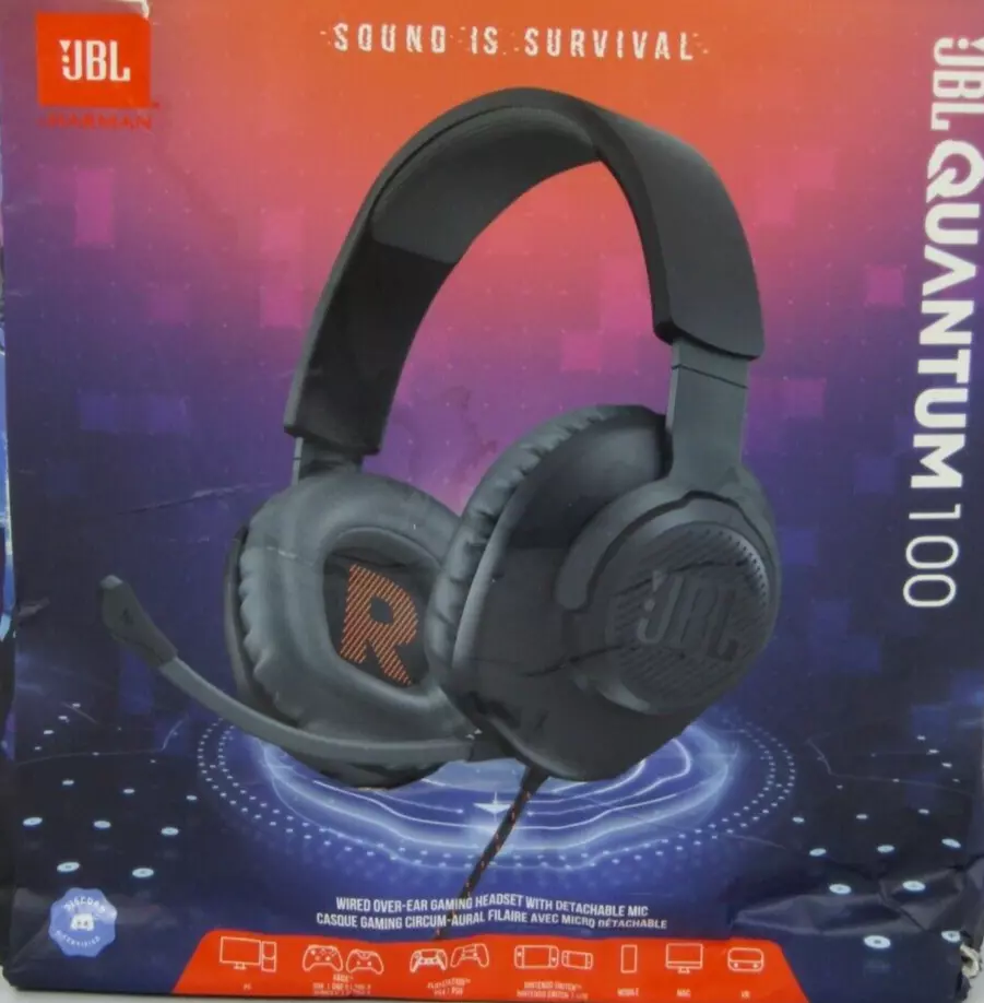 JBL Quantum 100 Wired Over-Ear Gaming Headphones - Black [EB569]  649661476566